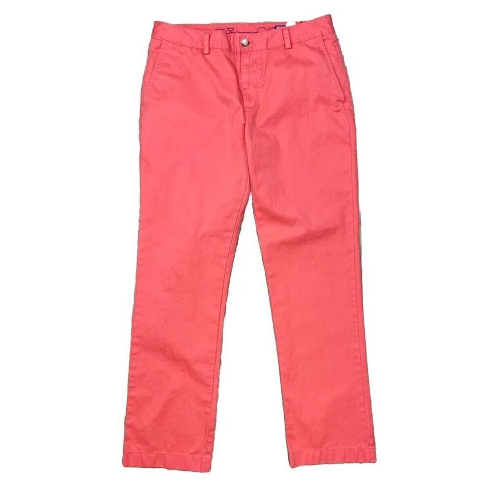 Vineyard Vines Slim Fit Pants Mens 33x32 Coral Pink Cotton Chino Coastal Preppy